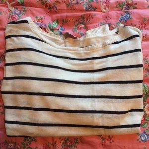 Loft Petite Striped Linen Top