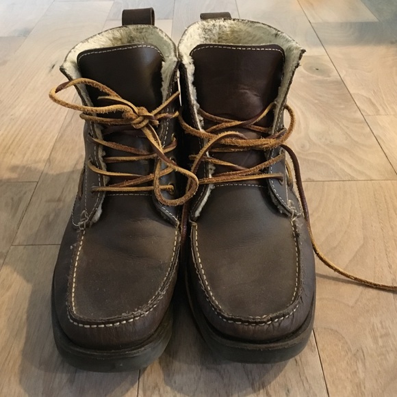 Brown leather Aldo boots with wool like inside