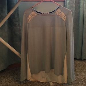 Long sleeve baby blue and cream shirt!