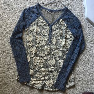 Miss me long sleeve lace button up