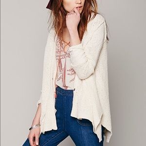 Free People Shark Bite Hem cardigan in cream