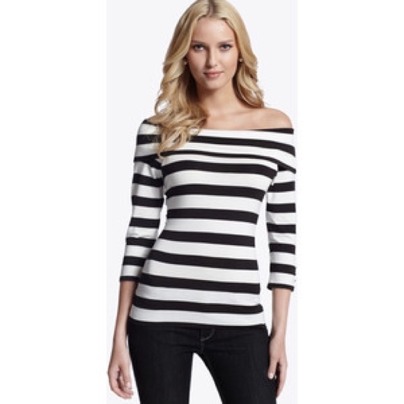Black and white strip WHBM top