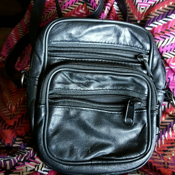 Mini black leather like bag