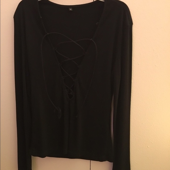 Black lace up top