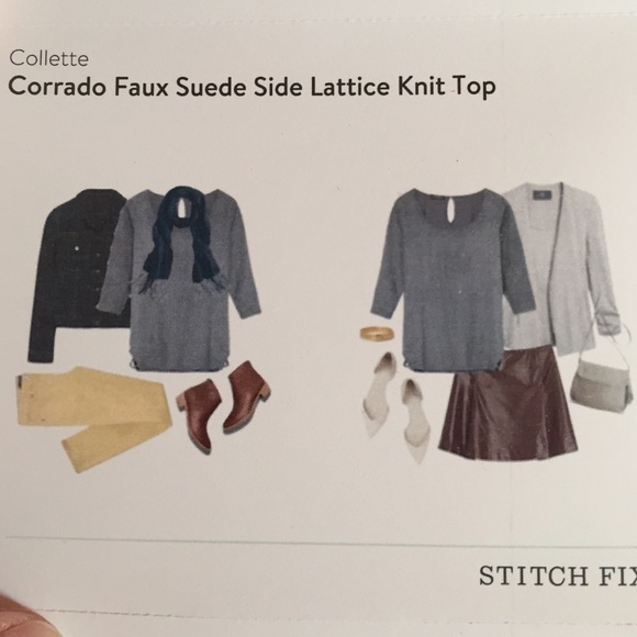 Faux suede lattice knit top