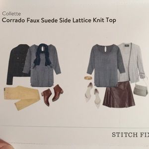 Faux suede lattice knit top