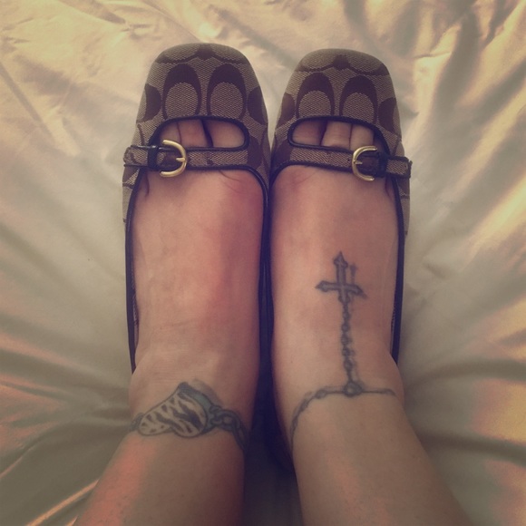 Coach square toe signature C flats