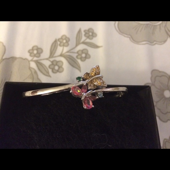Butterfly bangle bracelet w/ real precious stones.