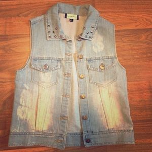 Fifty Street - Denim Vest w/ Silver Studs