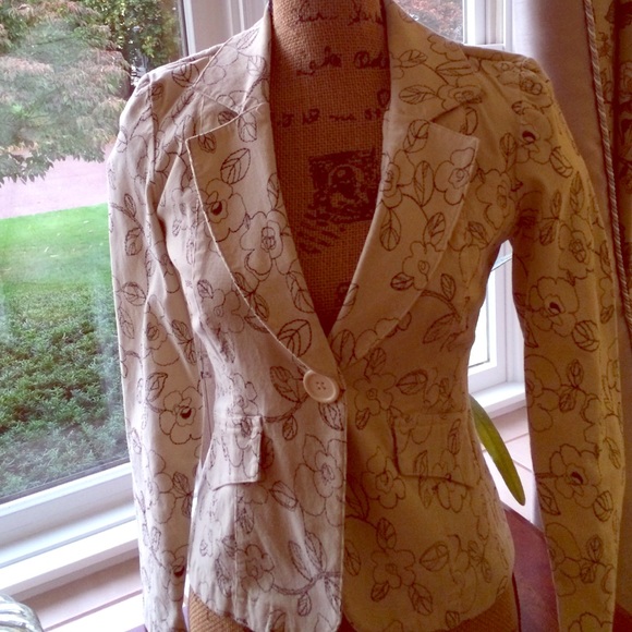 Cream and Brown Blazer