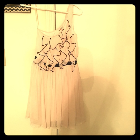 Cream and black one sleeve dress