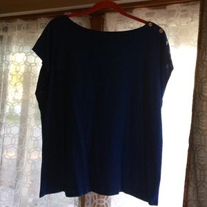 Boatneck cap sleeve top with buttons
