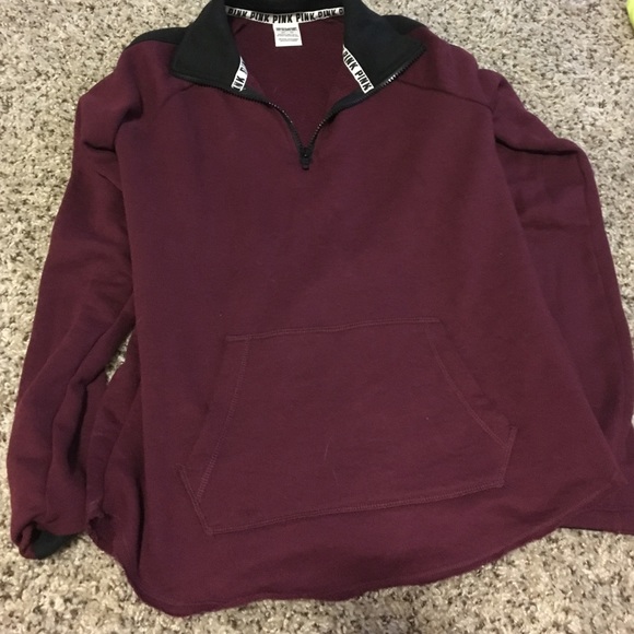 love pink maroon half zip