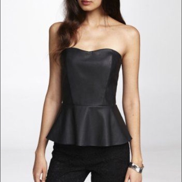 Express Faux Leather Peplum Halter Top