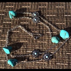 Turquoise and silver statement necklace