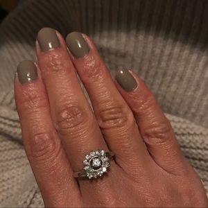 Sterling silver crystal ring, size 7