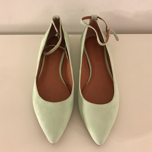 Mint Green Madewell Flats with Ankle Strap size 7