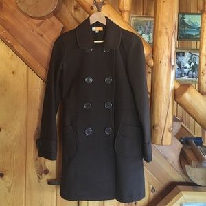 Anthropologie TULLE choc brown wool pea coat sz M