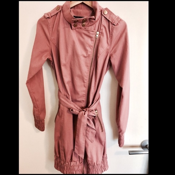 Pink zippered trench coat