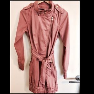 Pink zippered trench coat