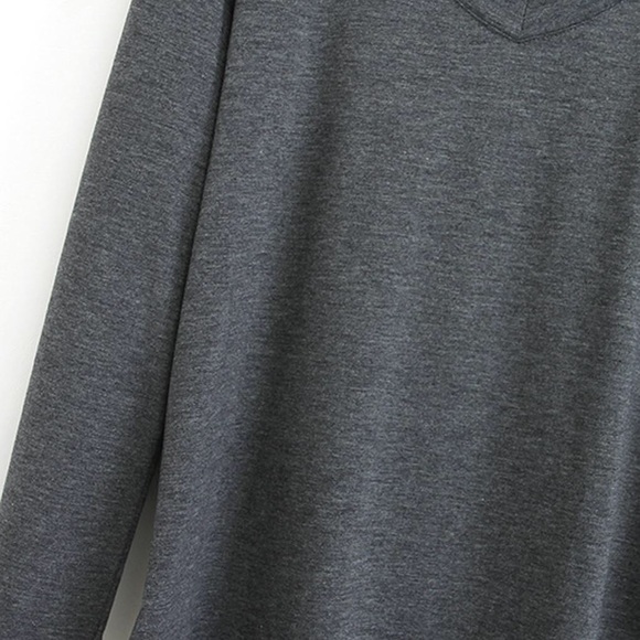 Dark Gray V-Neck Top 🗝 - Picture 3 of 4