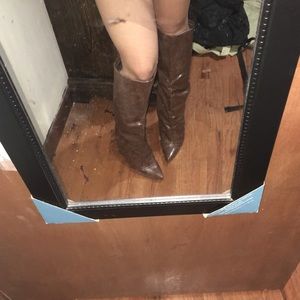 Brown thigh high boots