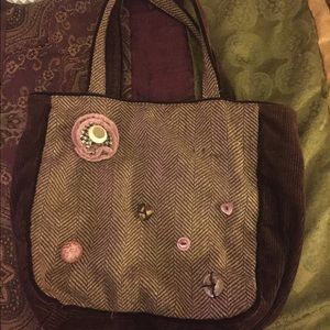 Pink and brown tweed purse, with fun details