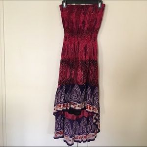 Strapless Exotic Print Summer Dress