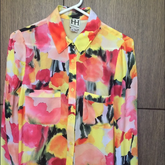 Haute Hippie Floral Button-Down Blouse