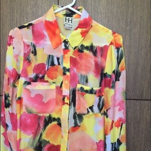 Haute Hippie Floral Button-Down Blouse
