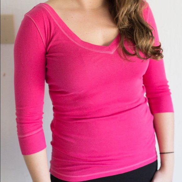 3/4 sleeve hot pink top