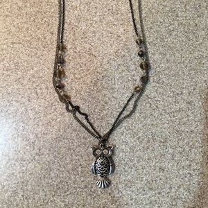 Loft Black and Silver Metal Owl Necklace