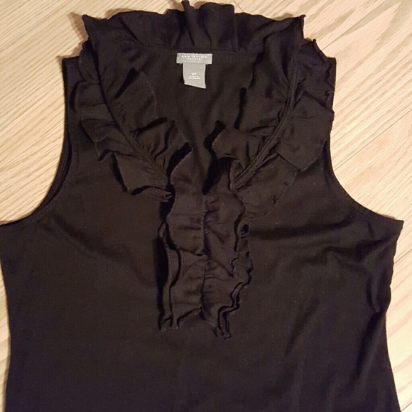 SOLD Black Cotton Ruffle Sleeveless Shirt