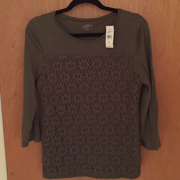 LOFT Long Sleeve T-shirt w/embroidered pattern