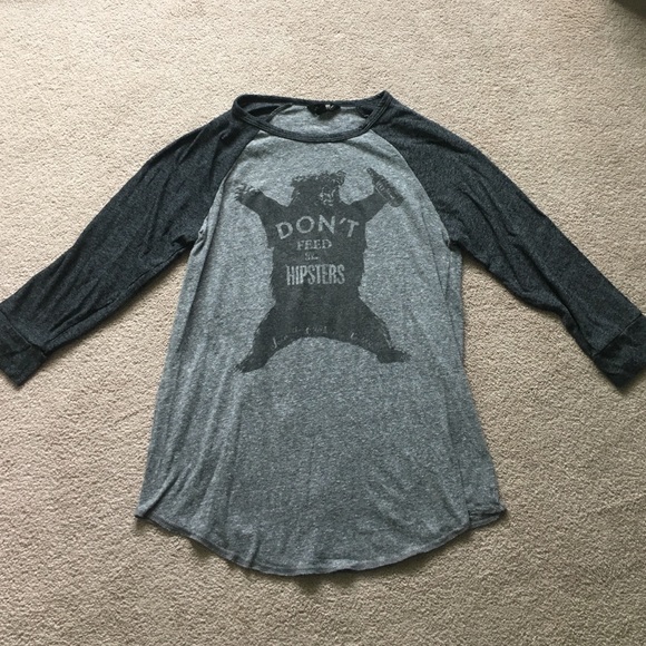 Lucky Brand "Don't Feed the Hipsters" baseball tee