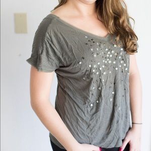 Embellished Army Green Top