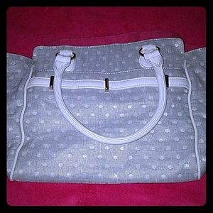 Grey polkadot canvas purse