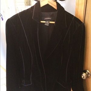 Velvet blazer with piping detail