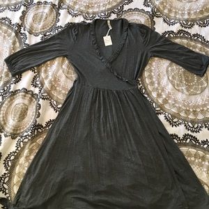 NWT Fossil Charcoal Gray True Wrap Dress