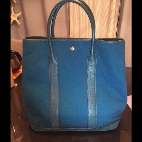 💯AUTHENTIC. HERMÈS TURQUOISE GARDN PARTY TOTE BAG