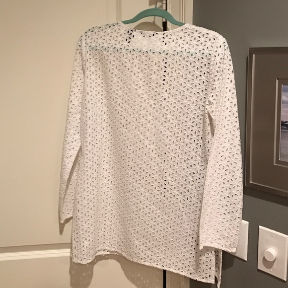 white eyelet coverup tunic - Picture 3 of 4