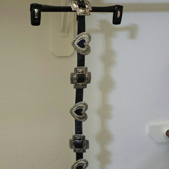 Leather belt with silver
