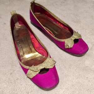Marc by Marc Jacobs Purple + Gold Satin Flats 37.5