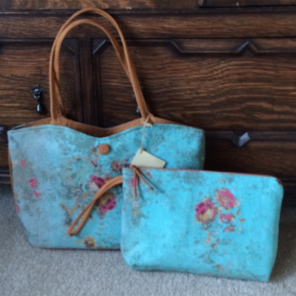 🍃💕Atenti Lolita Print Orly Tote & Clutch Set - Picture 3 of 8