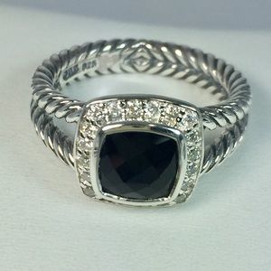David Yurman Albion Ring with Black Onyx & Diamond