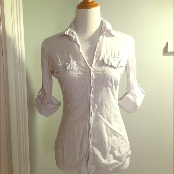 James Perse pale blue cotton button down
