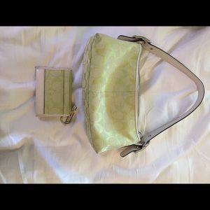 Coach lime green purse and wallet