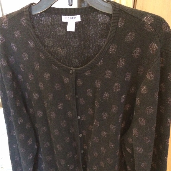 Black cardigan with metallic polka dots