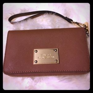 Michael Kors saffiano leather wristlet phone