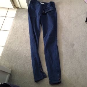 American Apparel blue high waisted ankle zip jean